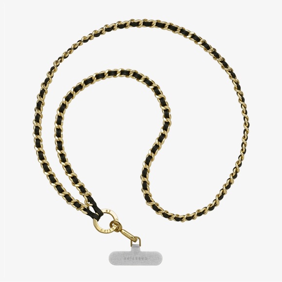 CaseTIFY Leather Chain Cross-body Strap - Black in Champagne Gold.  Like *NEW* - Picture 3 of 6